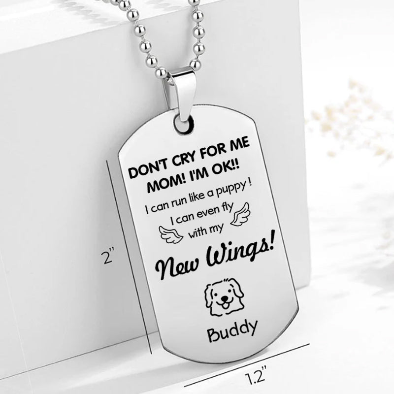 Custom Photo “Don’t Cry For Me” Personalized Memorial Necklace – Sympathy Gift for Pet Lovers & Pet Loss Remembrance