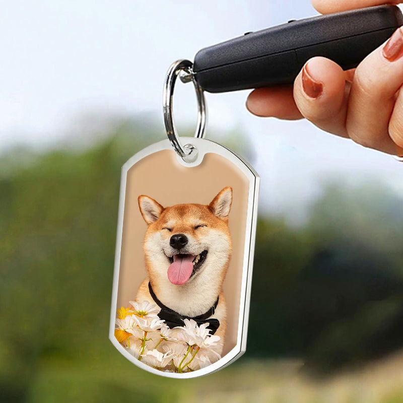 Custom Photo When Tomorrow Starts Without Me--Memorial Personalized Custom Keychain - Sympathy Gift For Pet Owners, Pet Lovers