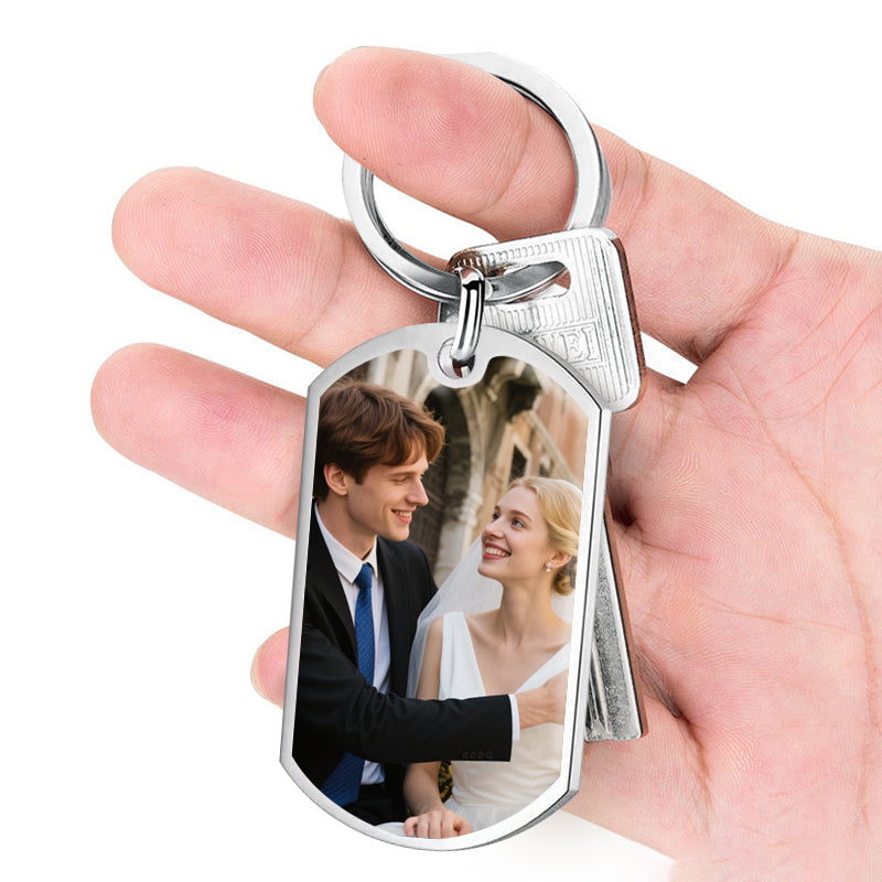 Custom Photo Where It All Began – Personalized Couple Keychain with Coordinates for Anniversaries, Valentine's Day, and Romantic Milestones