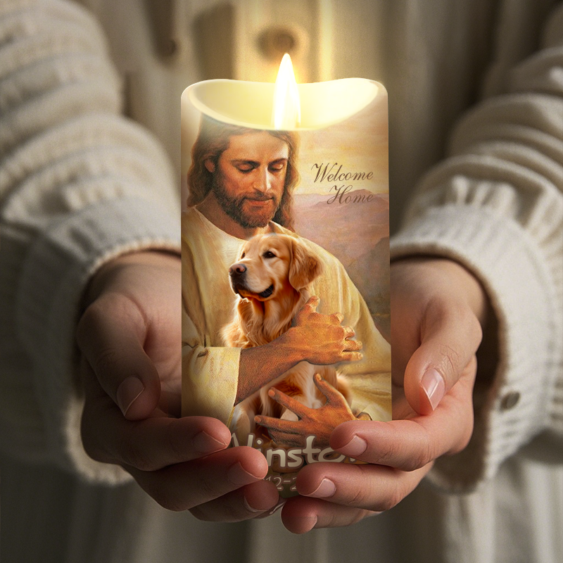 Custom Photo Keep The Light shining-Memorial Personalized Custom LED Candle - Sympathy Gift For Pet Owners, Pet Lovers