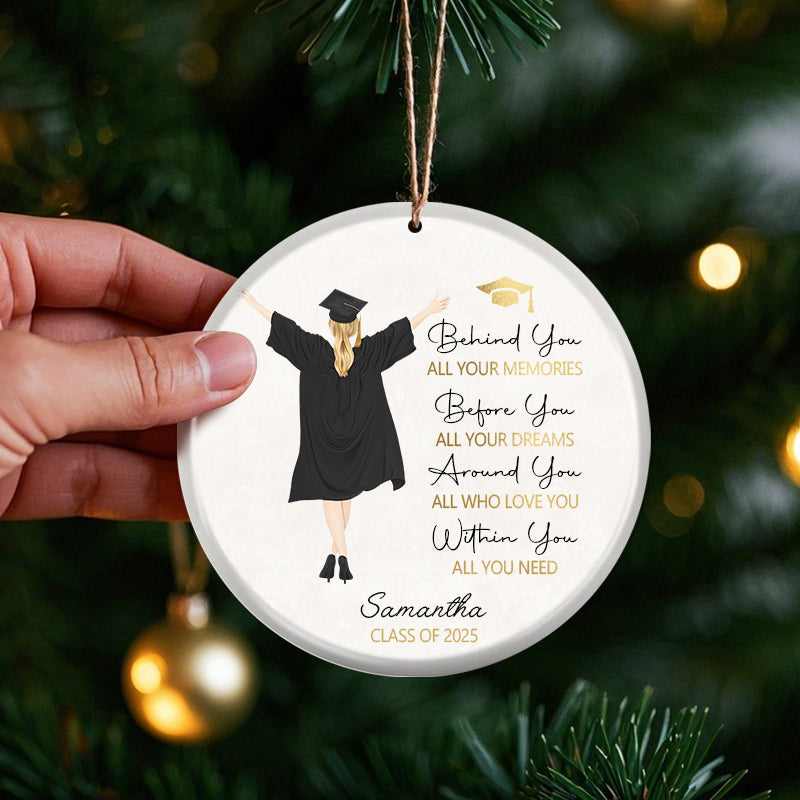 Personalized Graduation Ornament – Custom Silhouette Ceramic Keepsake with Name & Year – Inspirational Gift for Graduate, Parents, or Teachers