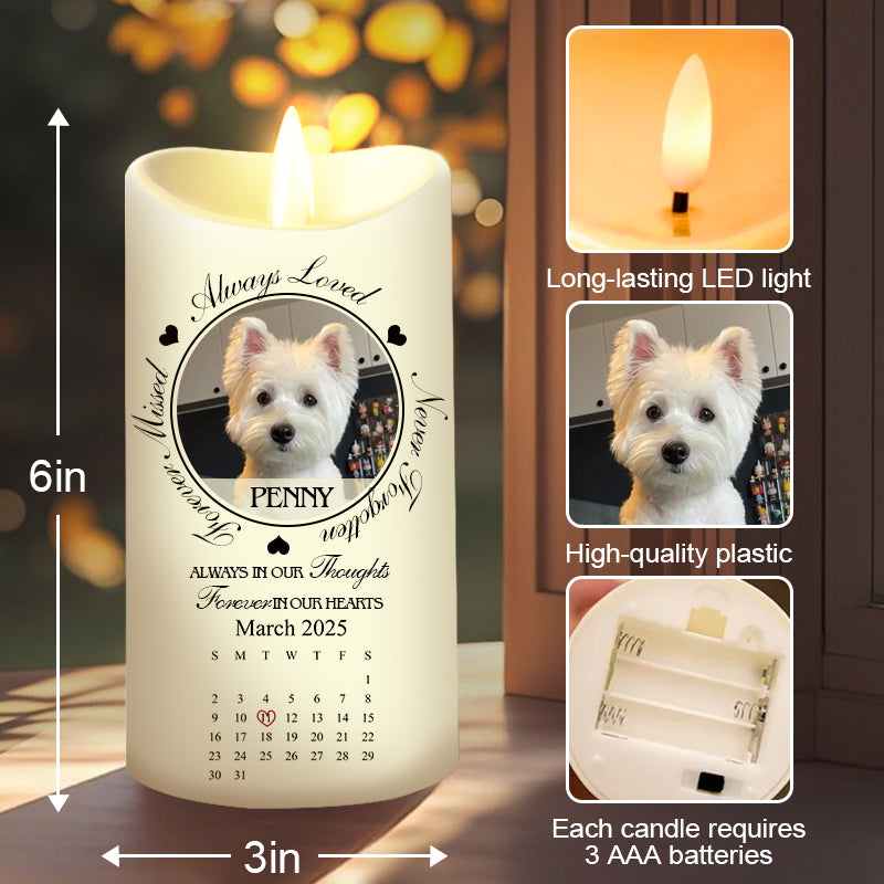 Custom Photo Always In Our Thoughts Forever In Our Hearts-Memorial Personalized Custom LED Candle - Sympathy Gift For Pet Owners, Pet Lovers