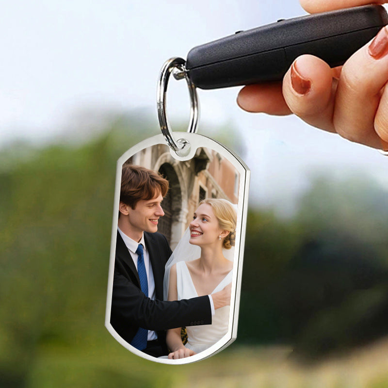 Custom Photo Where It All Began – Personalized Couple Keychain with Coordinates for Anniversaries, Valentine's Day, and Romantic Milestones