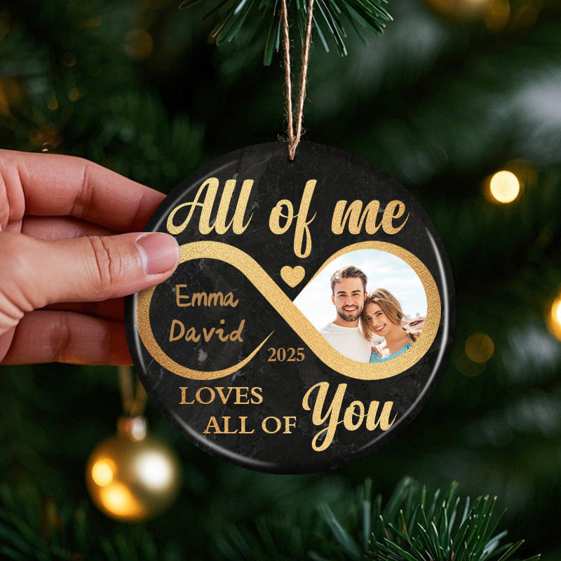 Personalized Couple Infinity Ornament – Custom Ceramic Keepsake with Photo, Names & Date – Romantic Gift for Anniversary, Wedding, or First Christmas