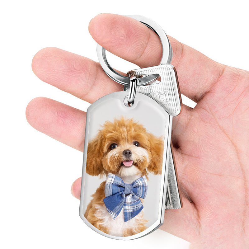Custom Photo Although I Can't Play With You-Memorial Personalized Custom Keychain - Sympathy Gift For Pet Owners, Pet Lovers