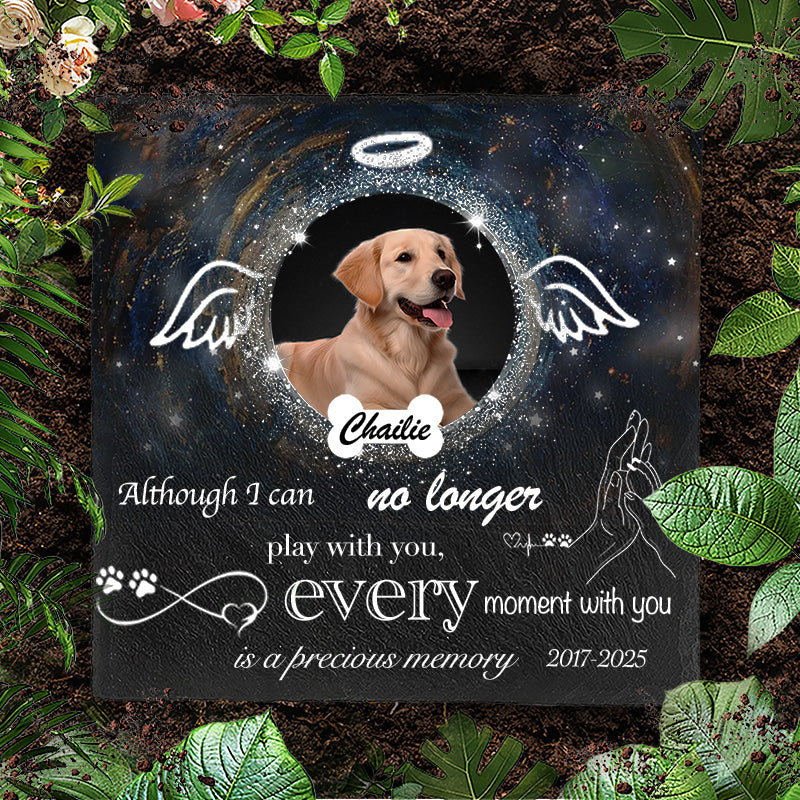 Custom Photo Although I Can No Longer Play With You - Pet Memorial Square-shaped Stone Custom - Sympathy Gift For Pet Owners, Pet Lovers
