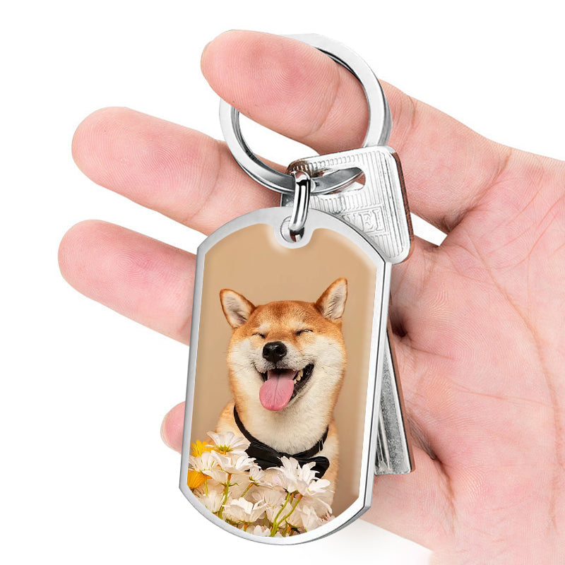 Custom Photo When Tomorrow Starts Without Me--Memorial Personalized Custom Keychain - Sympathy Gift For Pet Owners, Pet Lovers