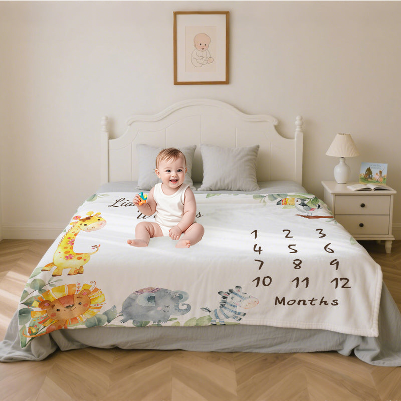 Custom Baby Milestone Blanket – Personalized Keepsake with Name – Perfect Baby Shower or Newborn Gift