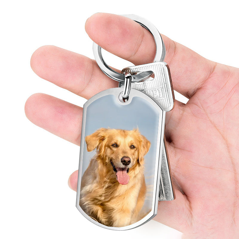 Custom Photo Time And Space Is A Circle-Memorial Personalized Custom Keychain - Sympathy Gift For Pet Owners, Pet Lovers
