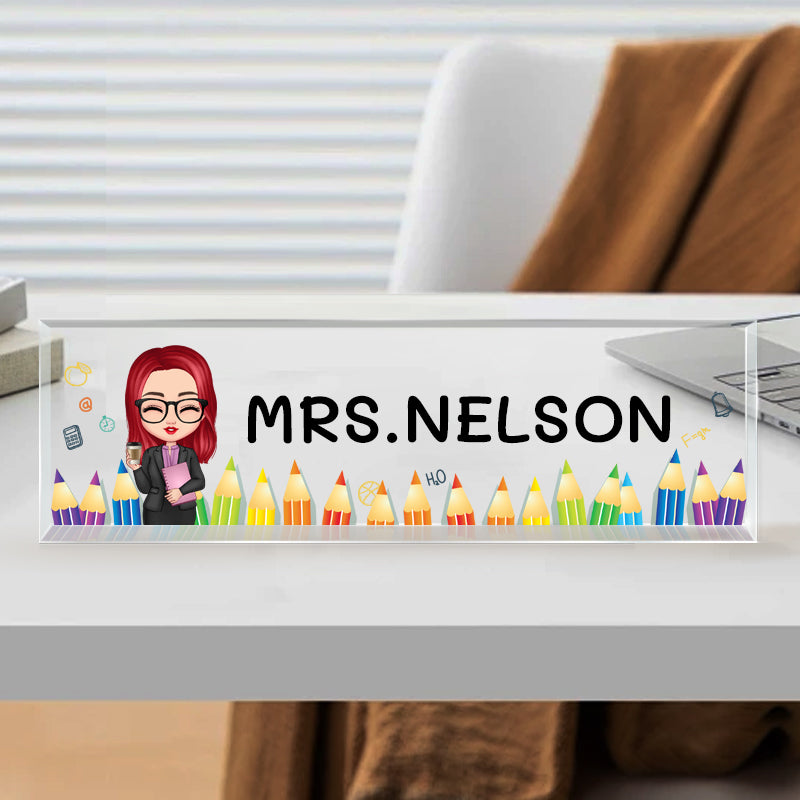 Custom Teacher Desk Name Plate – Personalized Acrylic Name Sign for Back to School, New Job Gifts& Teacher Appreciation
