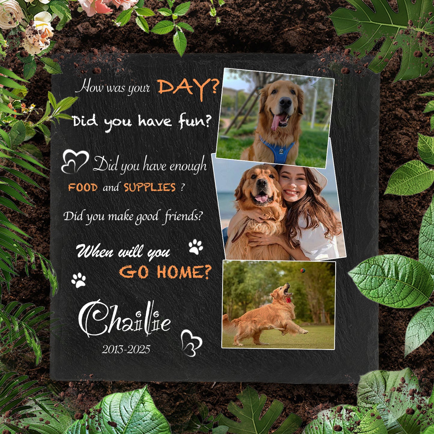 Custom Photo How Was Your Day - Pet Memorial Square-shaped Stone Custom - Sympathy Gift For Pet Owners, Pet Lovers