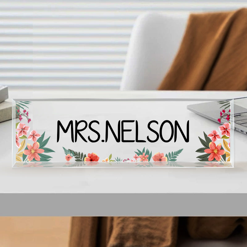 Custom Teacher Desk Name Plate – Personalized Acrylic Name Sign for Back to School, Teacher Appreciation & New Job Gifts