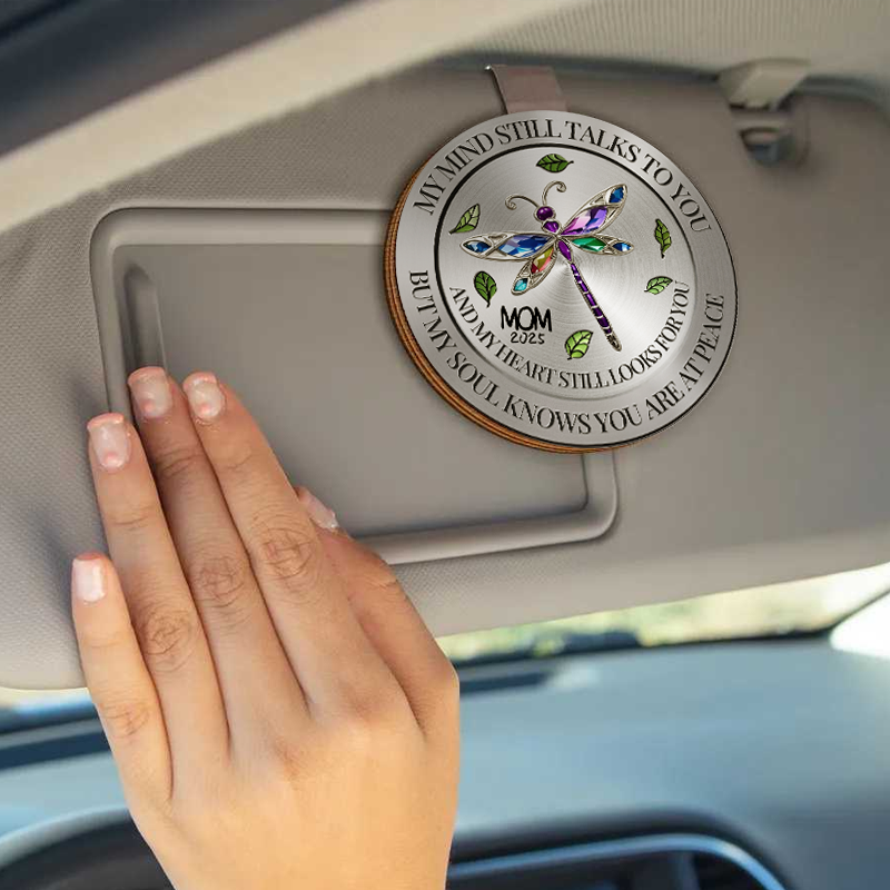 Memorial My Mind Still Talks To You - Personalized Custom Shaped Car Visor Clip