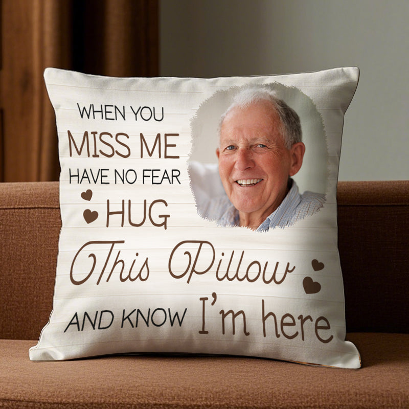 "Hug This Pillow" – Personalized Memorial Photo Pillow, Comfort Gift for Loss & Healing