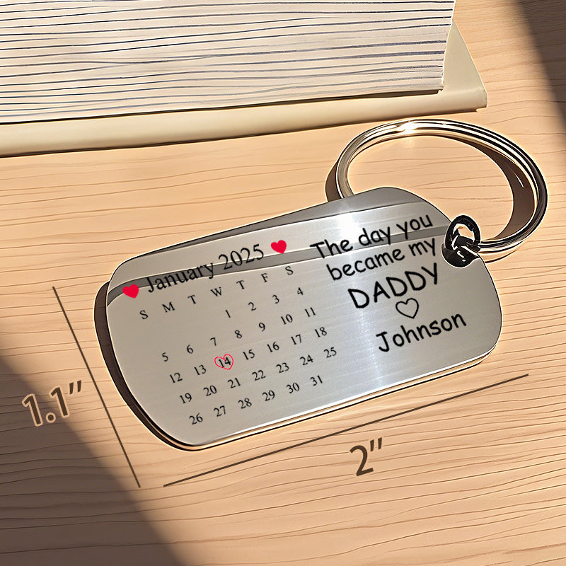 Custom Baby Photo Keychain - The Day You Became My Daddy/Mommy - Personalized Gift for New Dad or Mom