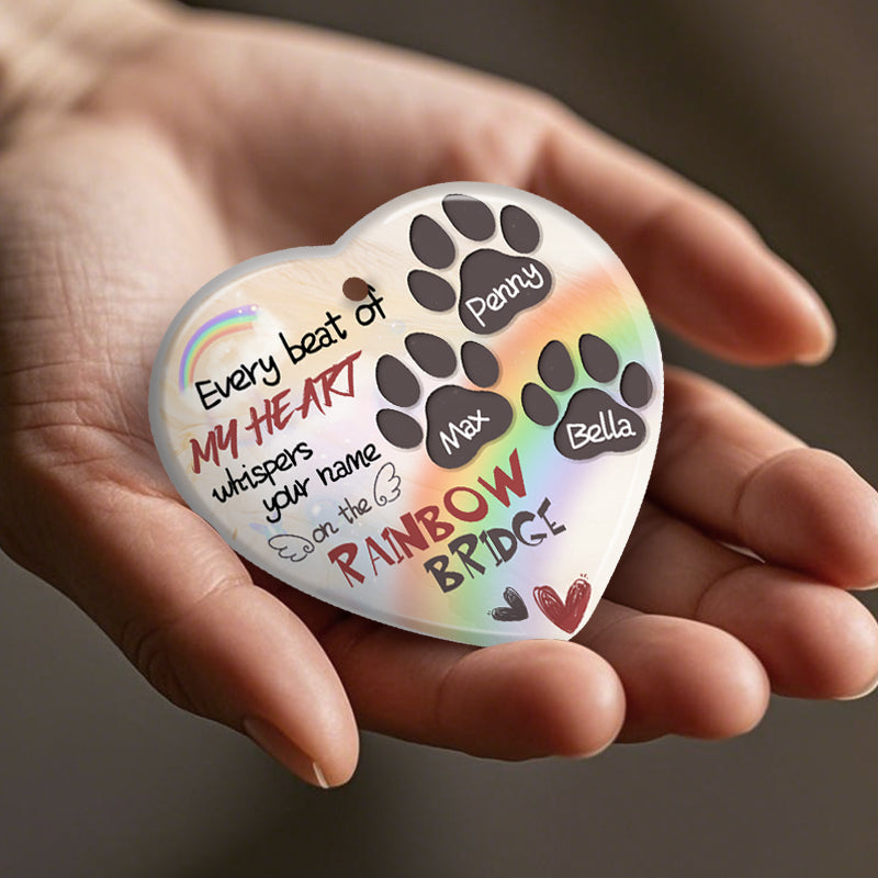 Custom Every Beat Of My Heart Whispers Your Name-Ceramic Heart Shaped-Sympathy Gift For Pet Owners, Pet Lovers