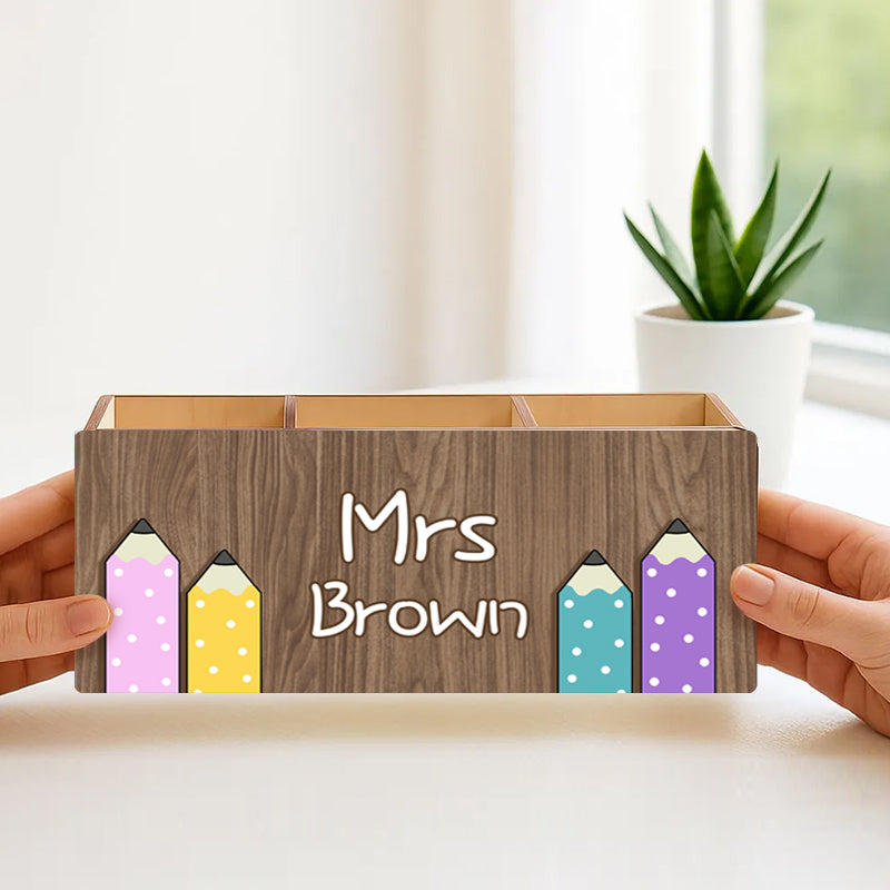 Personalized Wooden Pen Pencil Holder – Custom Name Gift for Back to School, Classroom, or Teacher Appreciation