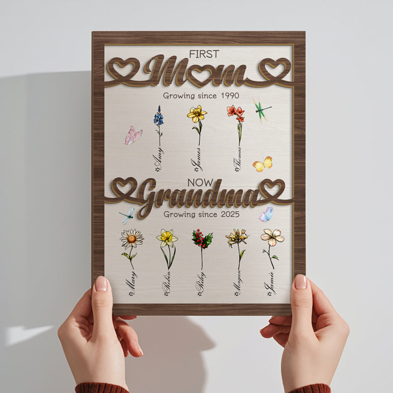 Custom Personalized Birth Month Flowers Mothers Day, Custom Grandma's Garden Wooden Sign, Gift For Mom, Gift For Grandma, Mother's Day Gift