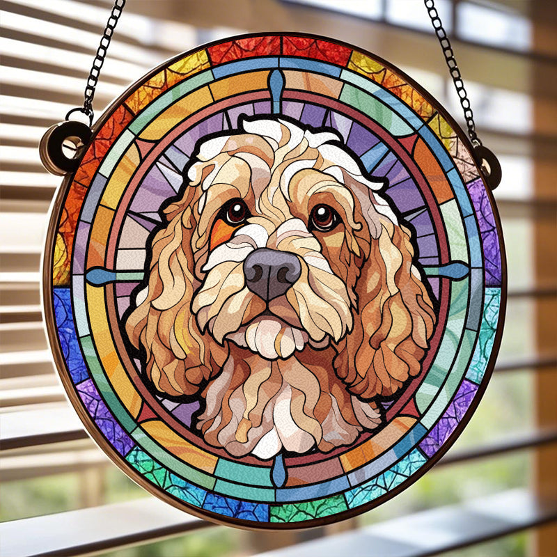 Custom Sunbeams & Snuggles: Brighten Their Day - Memorial Personalized Custom Stained Glass Window Hanging Suncatcher - Sympathy Gift For Pet Owners, Pet Lovers