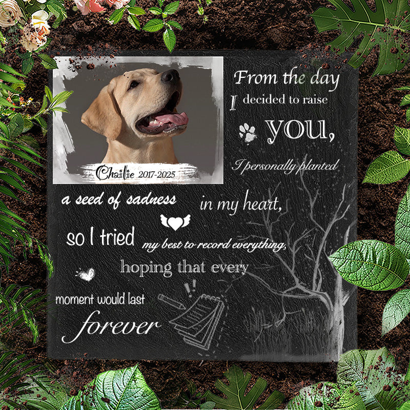 Custom Photo From The Day I Decided To Raise You - Pet Memorial Square-shaped Stone Custom - Sympathy Gift For Pet Owners, Pet Lovers