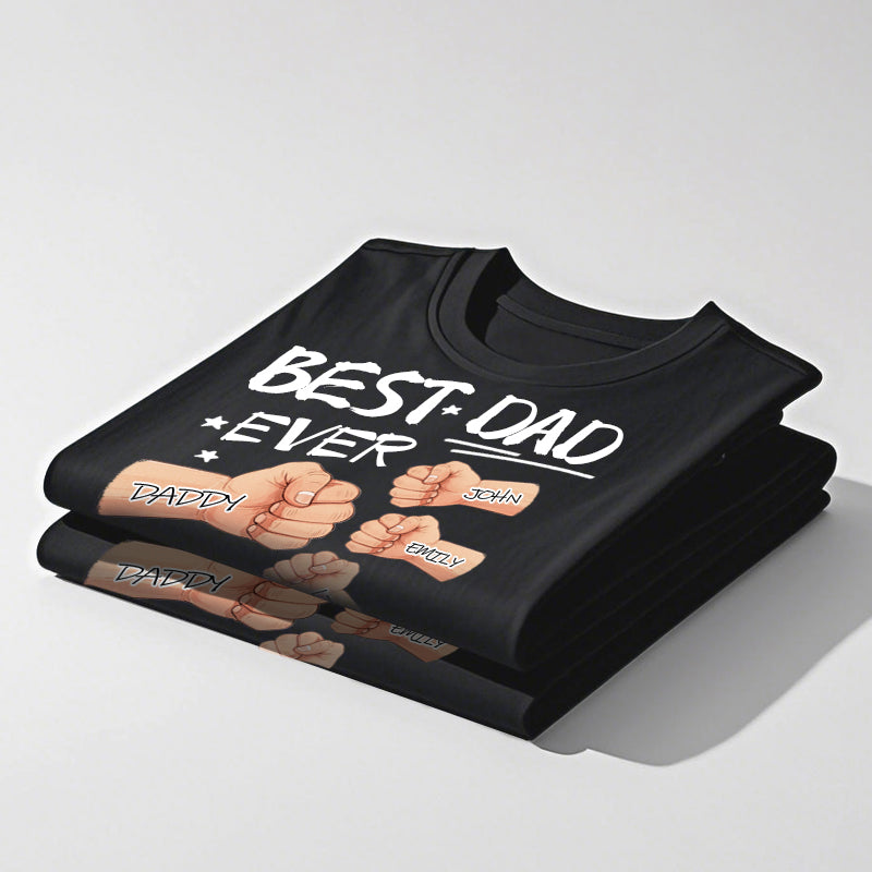 Best Dad Grandpa Ever Fist Bump - Family Personalized Custom Unisex T-shirt - Gift For Dad, Grandpa