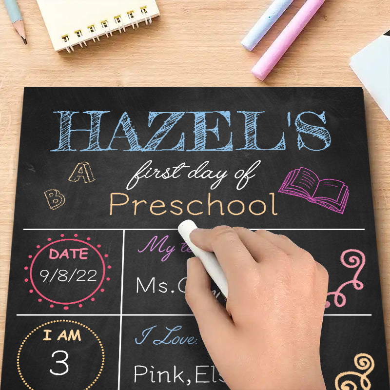 Custom Back to School Sign – Personalized Wooden Chalkboard for First Day of School Milestones, Gift for Kids