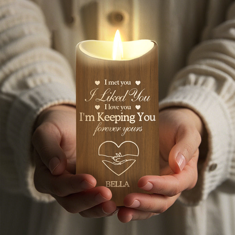 Custom Photo I Met You I Liked You I Love You -Memorial Personalized Custom LED Candle - Sympathy Gift For Pet Owners, Pet Lovers