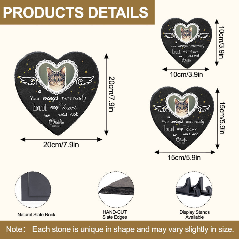 Custom Photo Your Wings Were Ready- Pet Memorial Heart-shaped Stone Custom - Sympathy Gift For Pet Owners, Pet Lovers