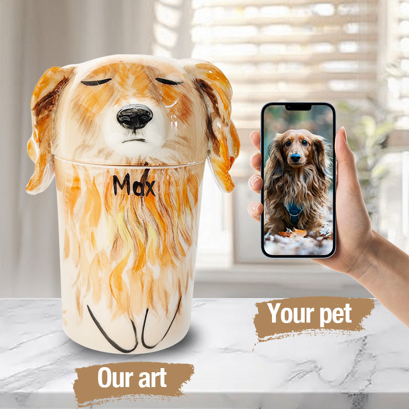Custom Handcrafted Ceramic Pet Urn - A Heartfelt Memorial for Your Furry Friend-Sympathy Gift For Pet Owners, Pet Lovers