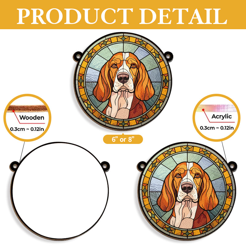 Custom Forever My Happy Place - Memorial Personalized Custom Stained Glass Window Hanging Suncatcher - Sympathy Gift For Pet Owners, Pet Lovers