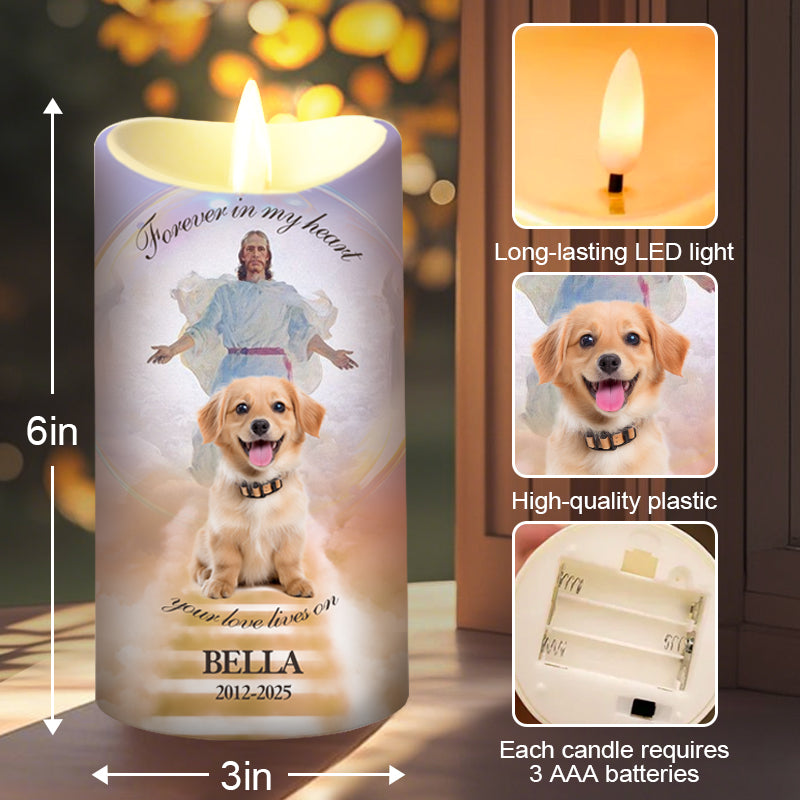 Custom Photo Forever In My Heart Your Love Lives On -Memorial Personalized Custom LED Candle - Sympathy Gift For Pet Owners, Pet Lovers