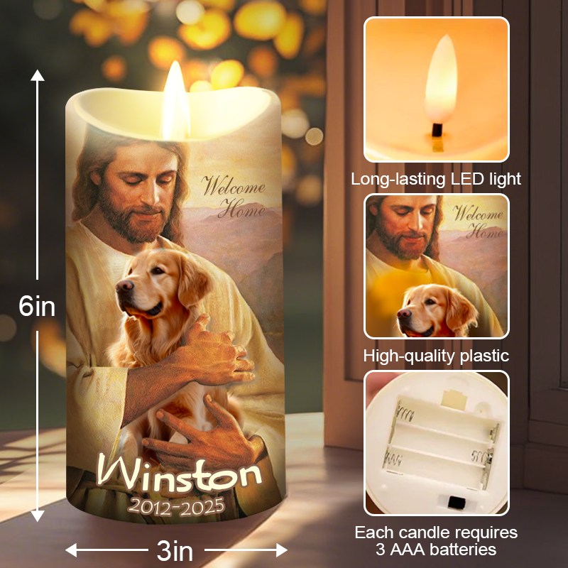 Custom Photo Keep The Light shining-Memorial Personalized Custom LED Candle - Sympathy Gift For Pet Owners, Pet Lovers