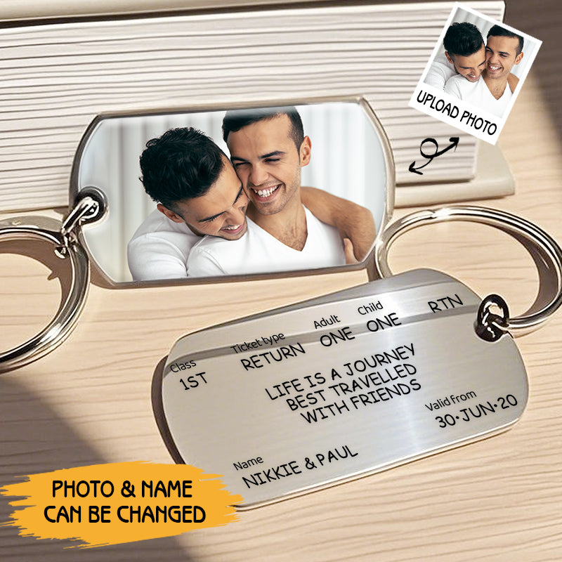 Custom Train Ticket Keychain – “Life Is a Journey Best Travelled with Friends” Personalized Gift for Friends, Loved Ones