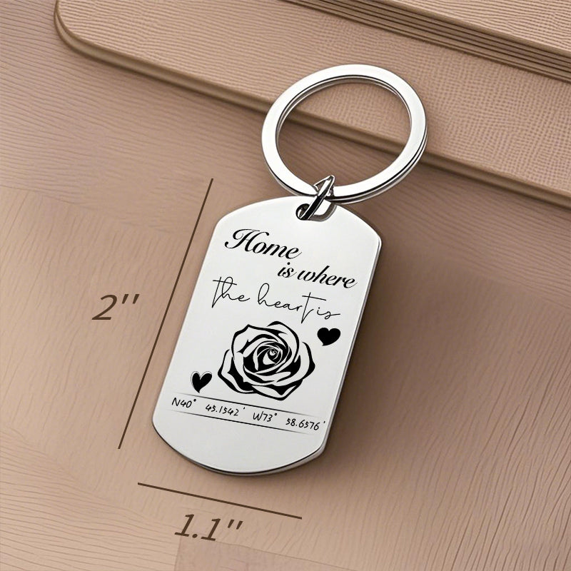 Custom Photo Where It All Began – Personalized Couple Keychain with Coordinates for Anniversaries, Valentine's Day, and Romantic Milestones