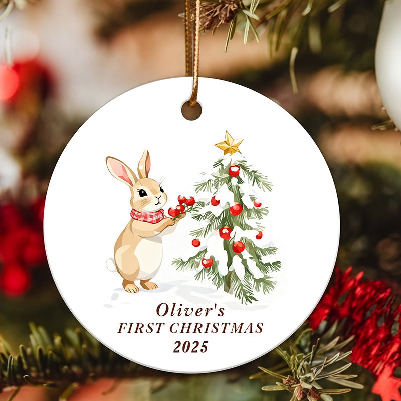 Our First Christmas Together 2025 – Personalized Ceramic Ornament with Custom Holiday Design, Name & Year – Family Keepsake Gift