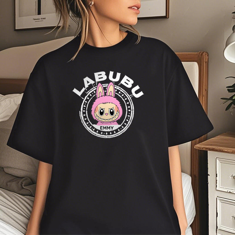 Personalized Forest Friend T-Shirt – Cute Big-Eyed Character with Custom Name – Gift for Besties, Kids & Families