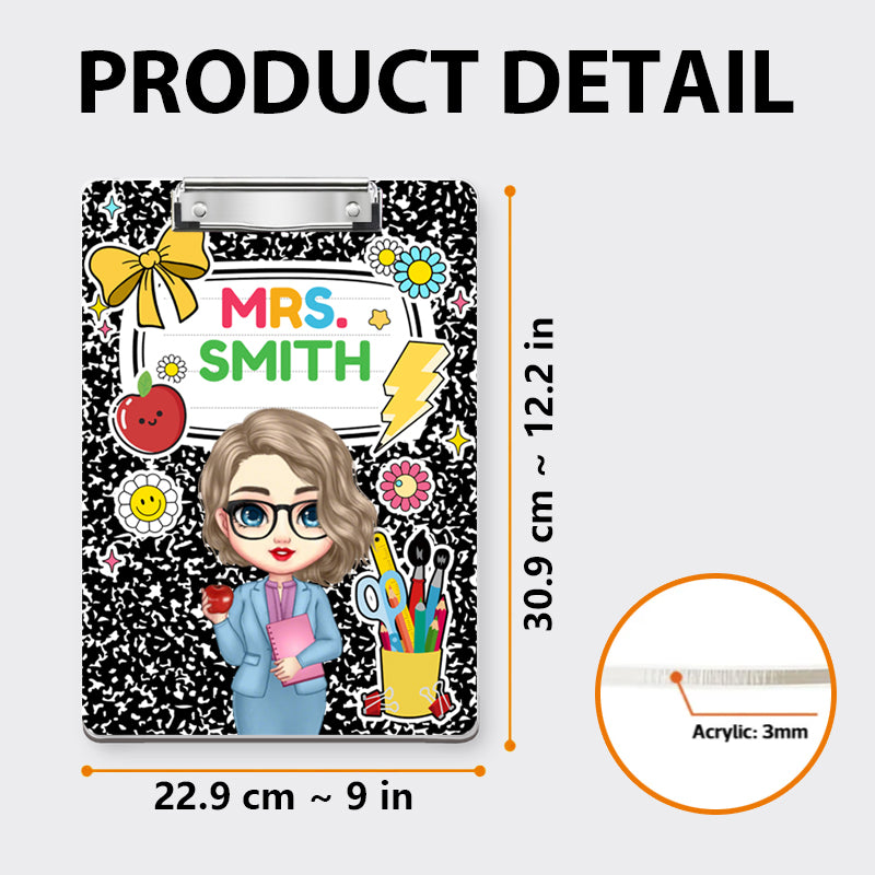 Custom Teacher Clipboard – Personalized Acrylic Clipboard with Name, Teacher Appreciation Gift for Classroom or Back to School