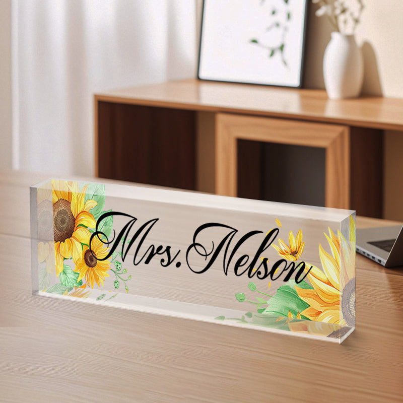 Custom Teacher Desk Name Plate – Personalized Acrylic Name Sign for Back to School, Teacher Appreciation & New Job Gifts
