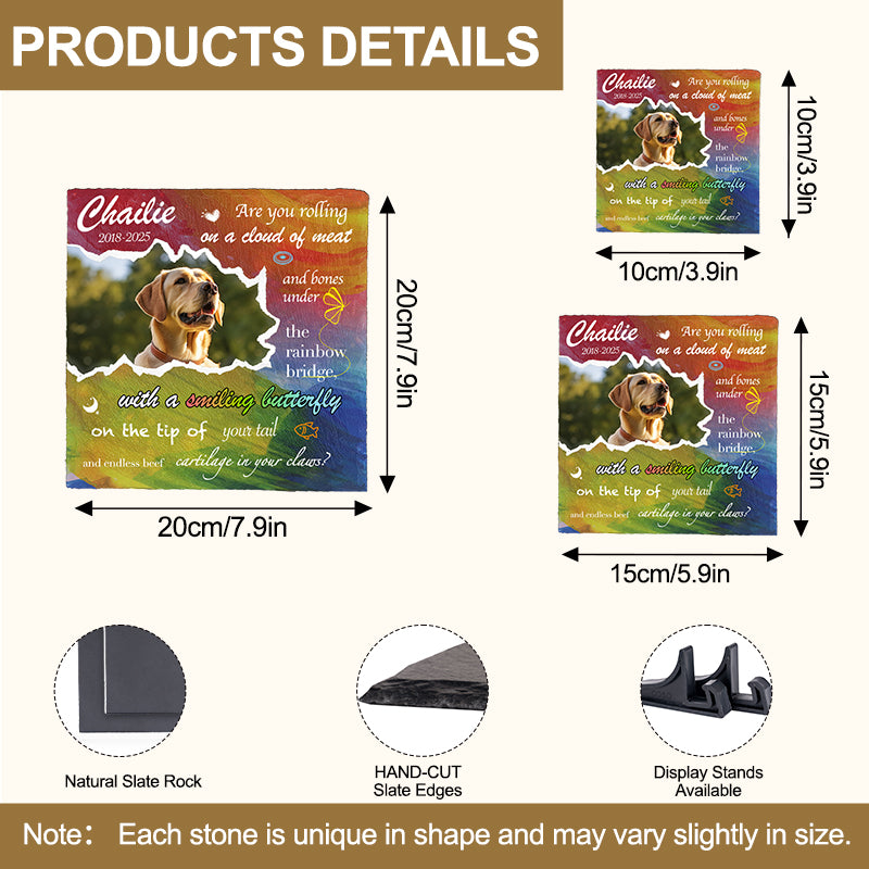 Custom Photo Are You Rolling On A Cloud Of Meat And Bones - Pet Memorial Square-shaped Stone Custom - Sympathy Gift For Pet Owners, Pet Lovers