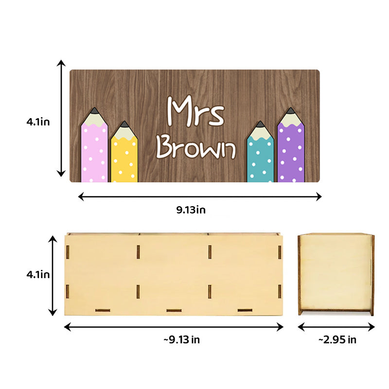 Personalized Wooden Pen Pencil Holder – Custom Name Gift for Back to School, Classroom, or Teacher Appreciation
