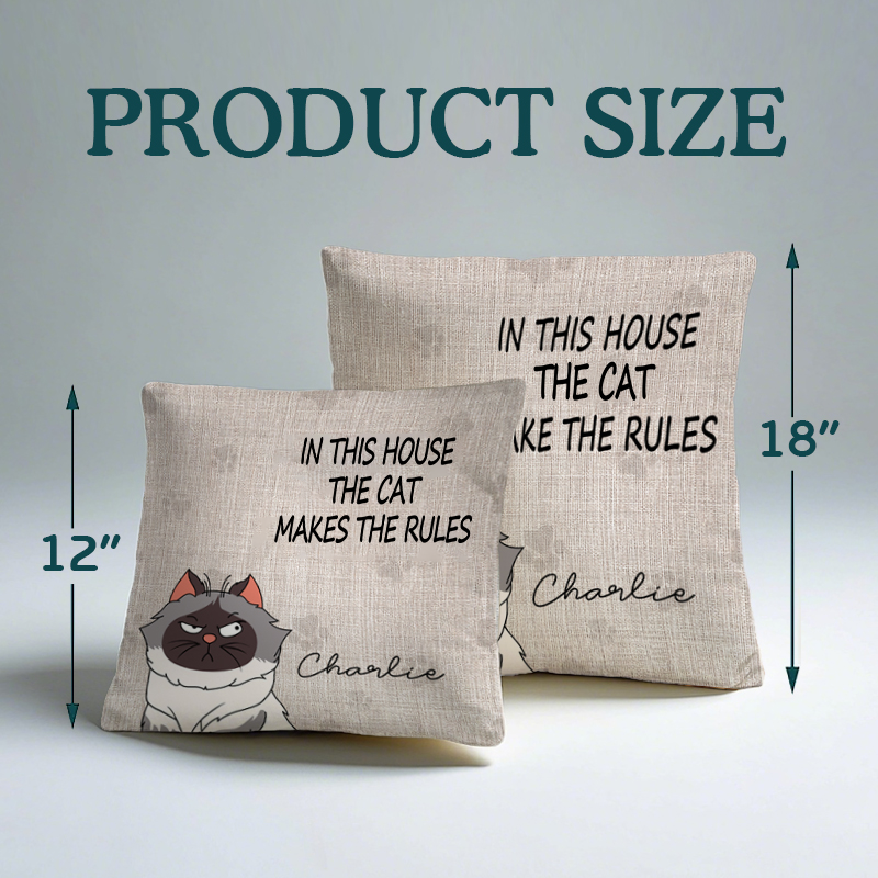Custom We Rule The House Cat Version- Personalized Custom Pillow - Home Decor, Birthday, Funny, Housewarming Gift For Pet Lovers, Cat Lovers