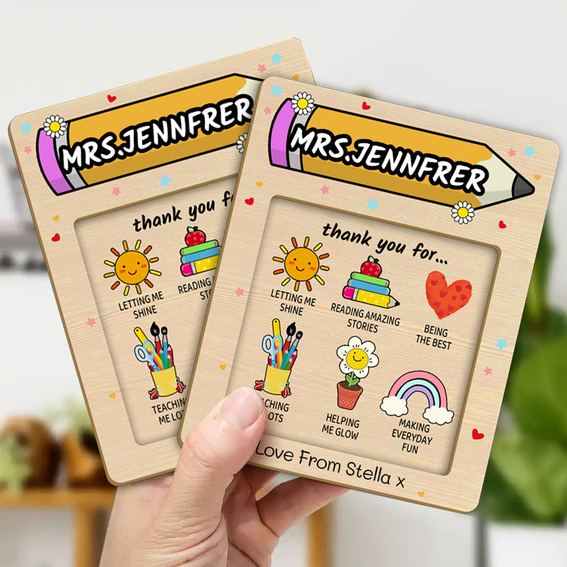 Personalized Wooden Sticky Note Holder with Custom Name Notes – Perfect Gift for Teachers