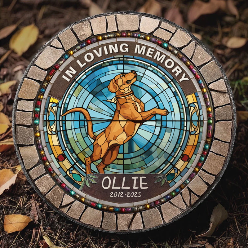 Custom In Memory Of A Precious Soul- Memorial Personalized Custom 3D Mosaic Faux Stained Glass Print Round Shaped Memorial Stone - Sympathy Gift For Pet Owners, Pet Lovers