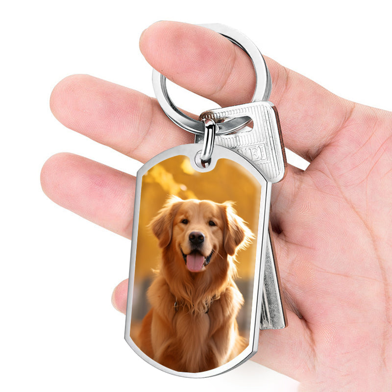 Custom Photo Don't Cry For Me Dad!-Personalized Keychain-Memorial Personalized Custom Keychain - Sympathy Gift For Pet Owners, Pet Lovers