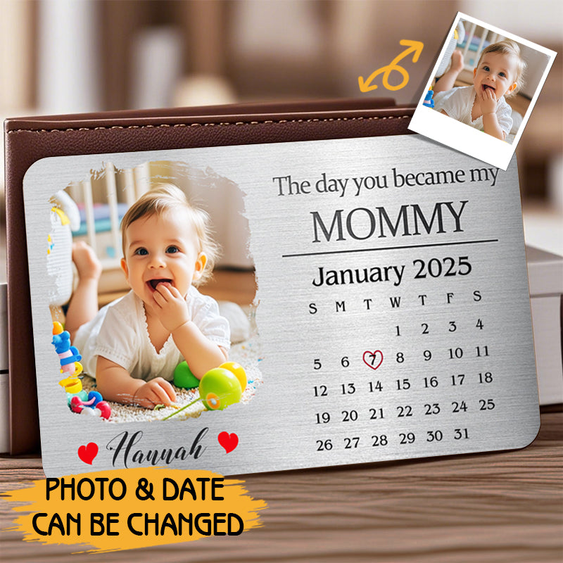 The Day You Became My Daddy/Mommy – Personalized Baby Photo Wallet Card – Gift for New Dads & Moms