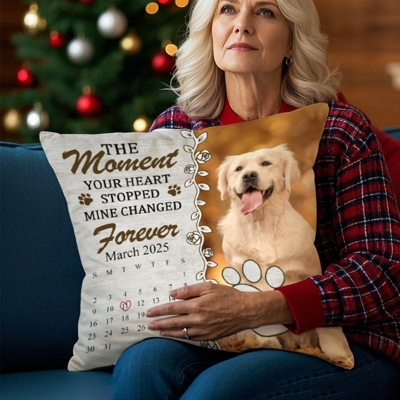 Custom Photo The Moment Your Heart Stopped Mine Changed Forever- Memorial Personalized Custom Pillow - Sympathy Gift For Pet Owners, Pet Lovers
