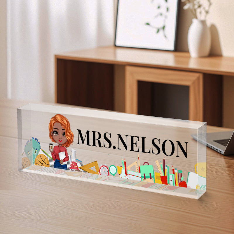 Custom Teacher Desk Name Plate – Personalized Acrylic Name Sign for Back to School, New Job Gifts& Teacher Appreciation