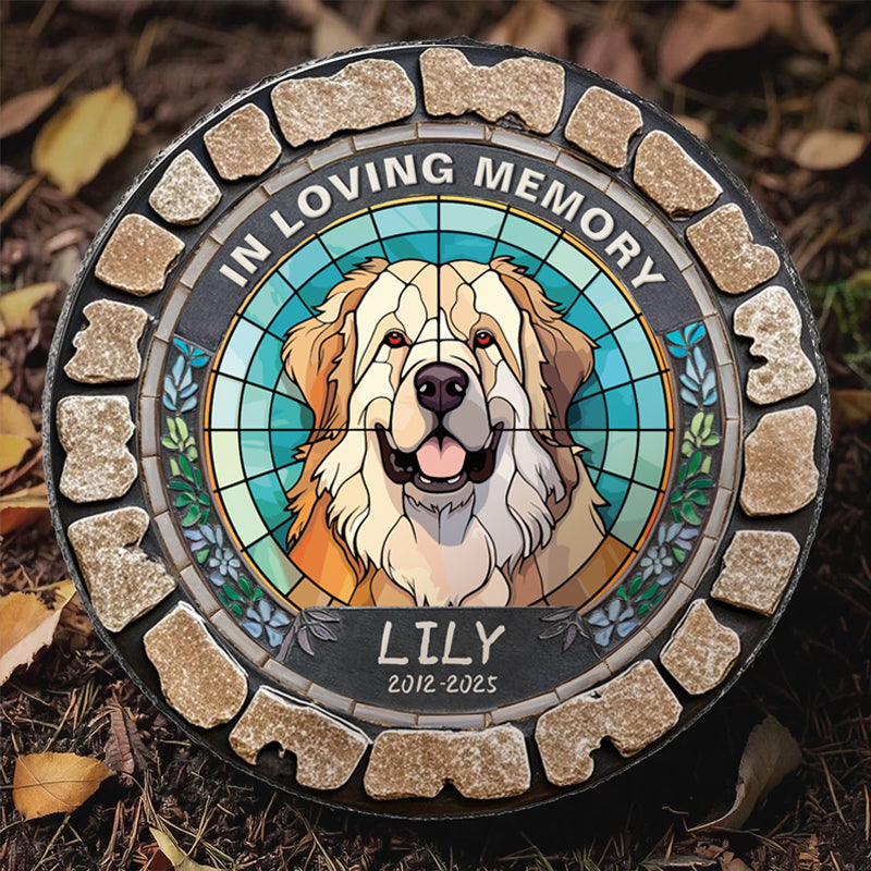Custom In Loving Memory Of My Furry Friend- Memorial Personalized Custom 3D Mosaic Faux Stained Glass Print Round Shaped Memorial Stone - Sympathy Gift For Pet Owners, Pet Lovers