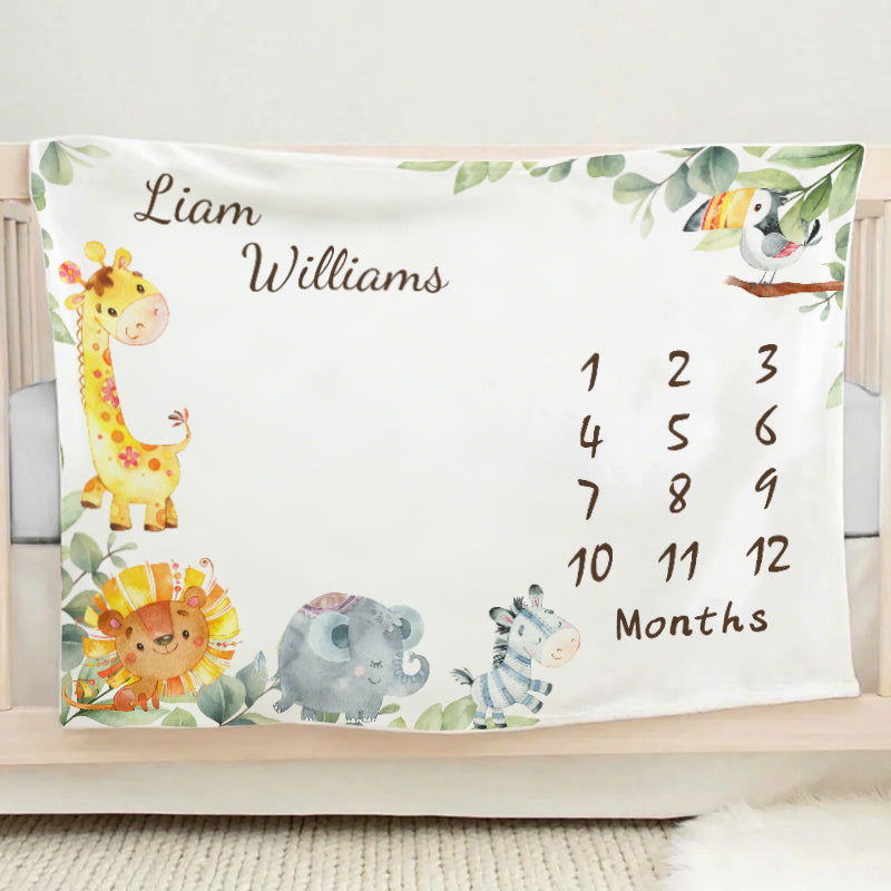 Custom Baby Milestone Blanket – Personalized Keepsake with Name – Perfect Baby Shower or Newborn Gift