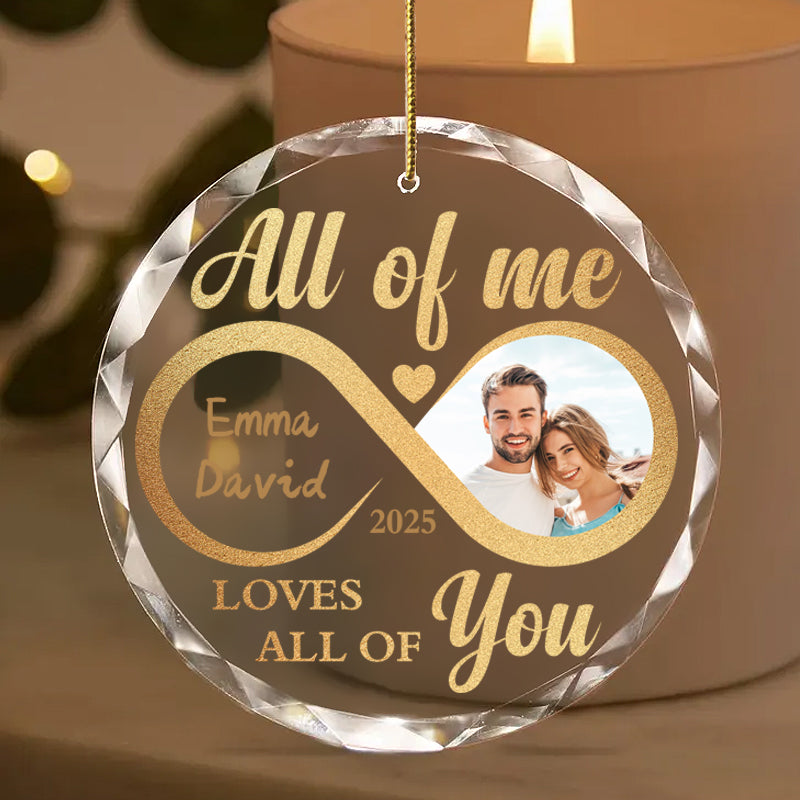 Personalized Couple Infinity Ornament – Custom Glass Keepsake with Photo, Names & Date – Romantic Gift for Anniversary, Wedding, or First Christmas